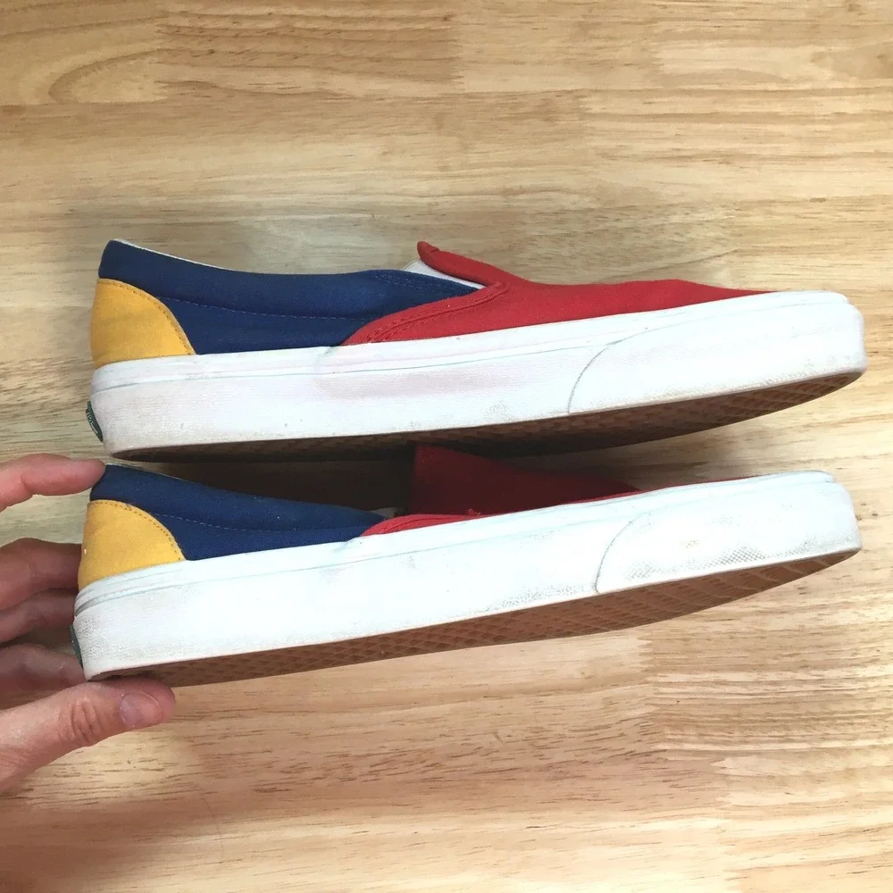 Vans Colorblock Classic Slip On Sneakers 9M 10.5W‎ Red Blue Yellow